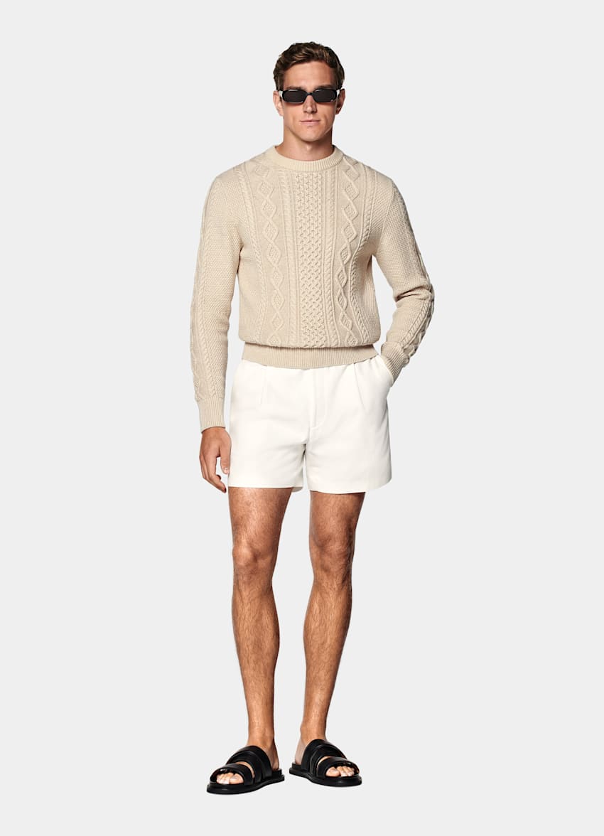 Light Brown Cable Crewneck