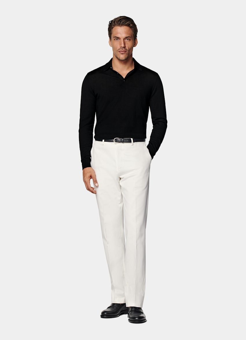 Polo de manga larga negro merino