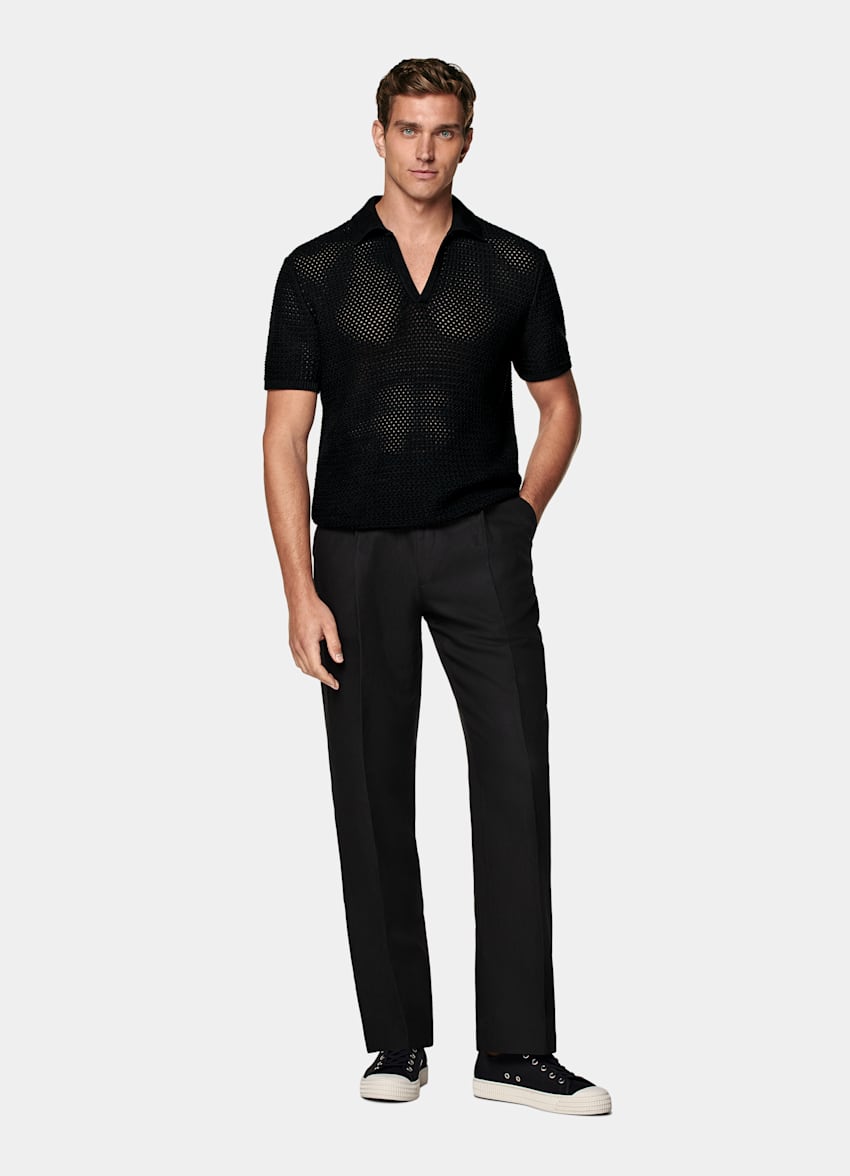 Polo negro sin botones crochet