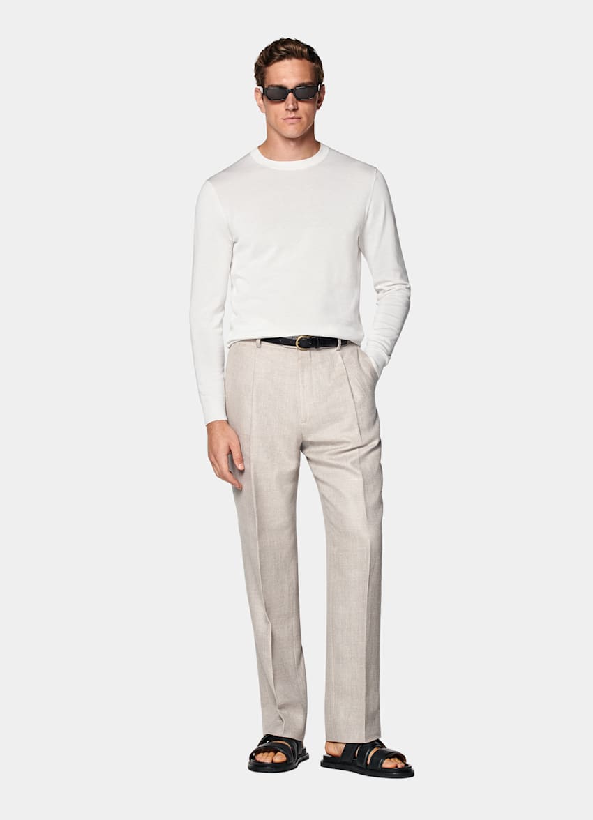 Jersey cuello redondo color crudo