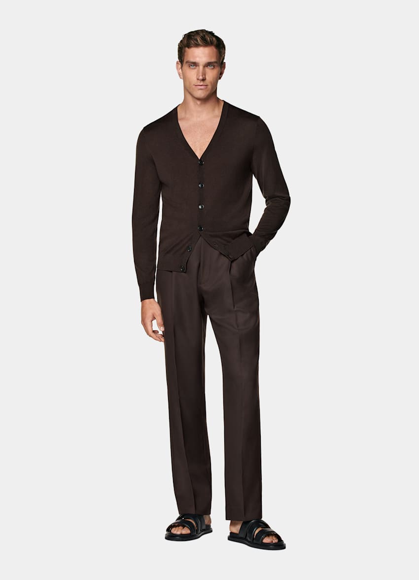 Mid Brown V-Neck Cardigan