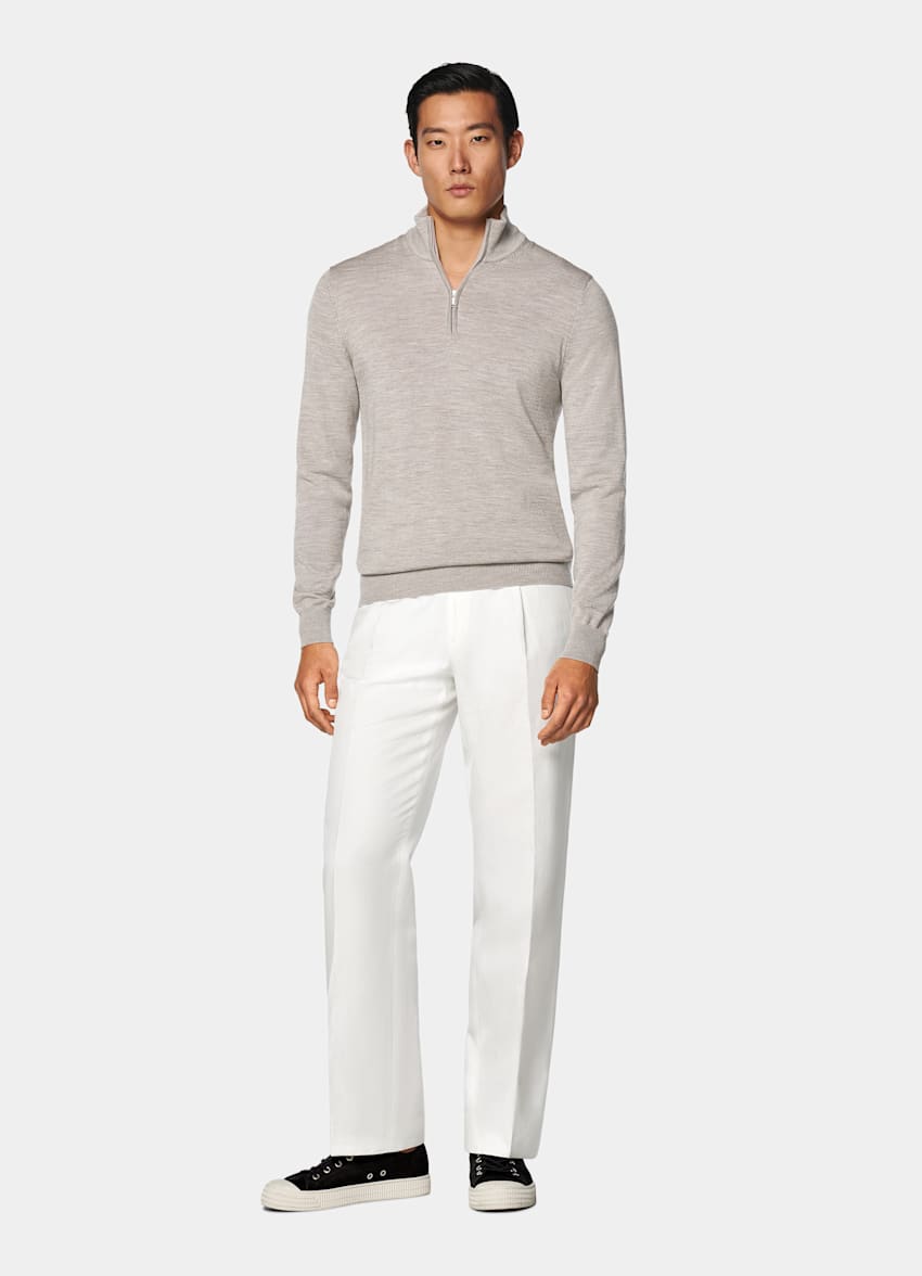 Taupe Merino Half Zip