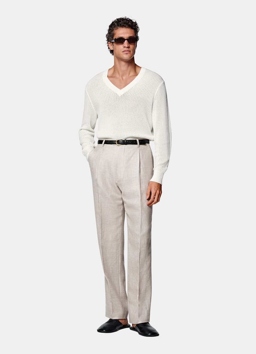 Off-White Crochet V-Neck