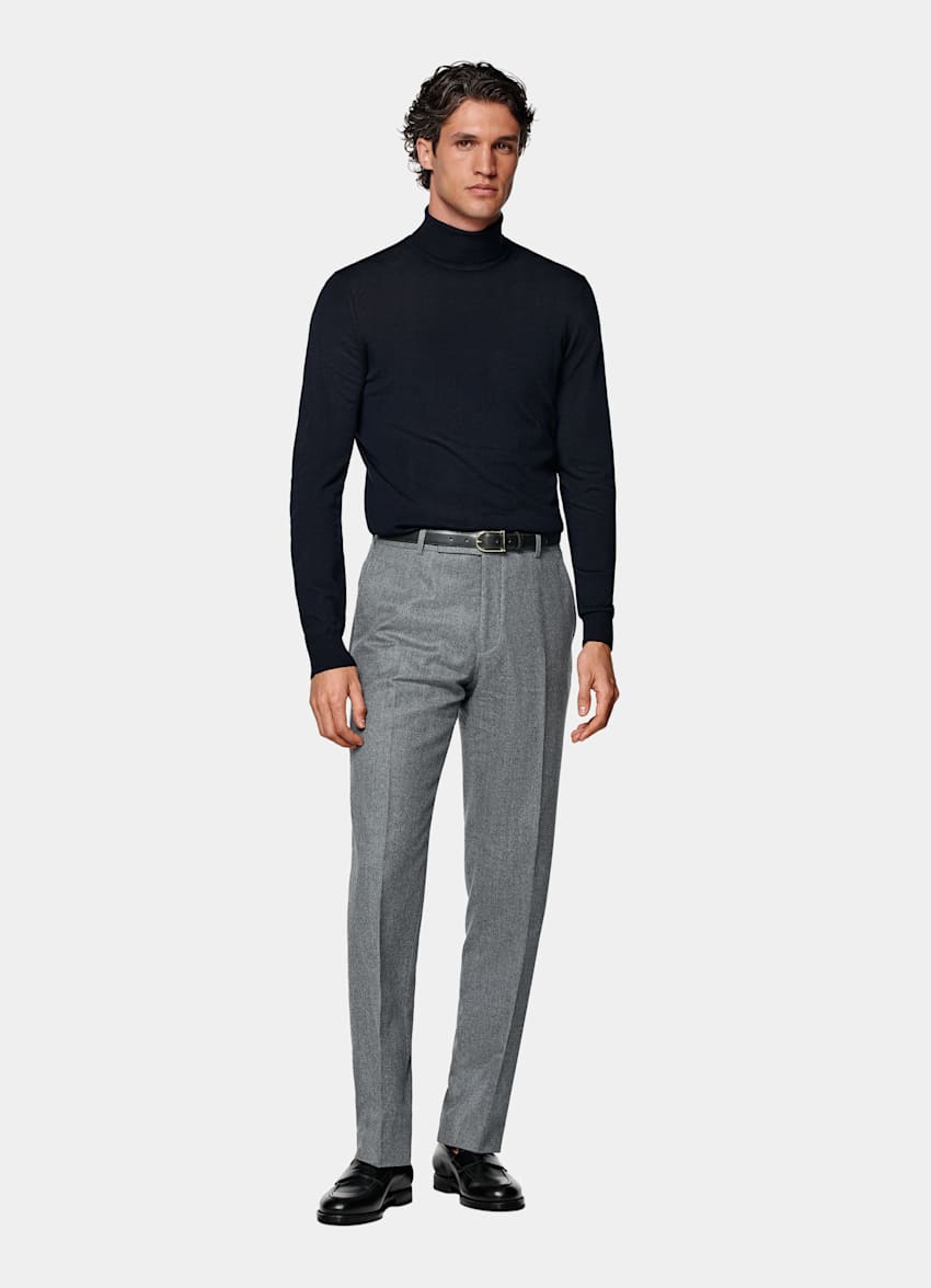 Merino Rollkragenpullover navy