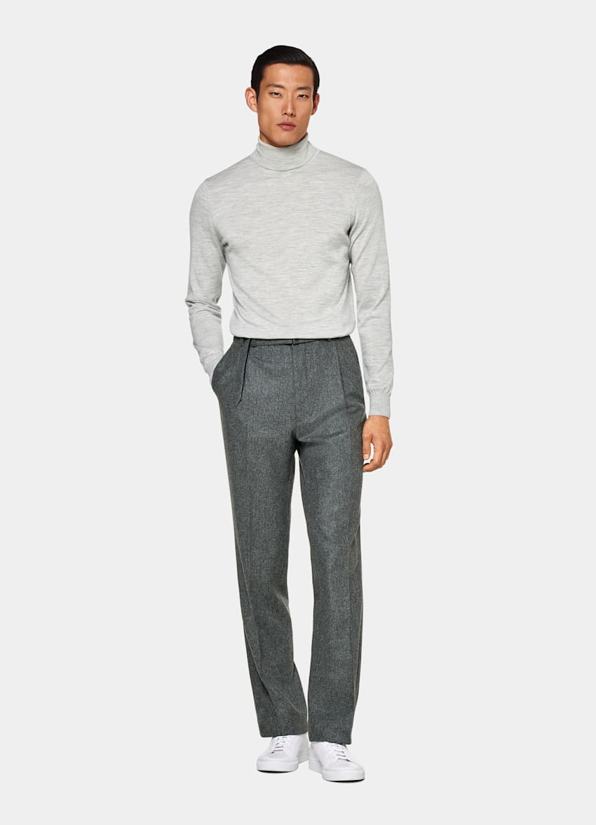 Merino Rollkragenpullover hellgrau