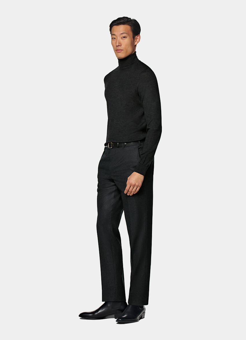 Merino Rollkragenpullover dunkelgrau