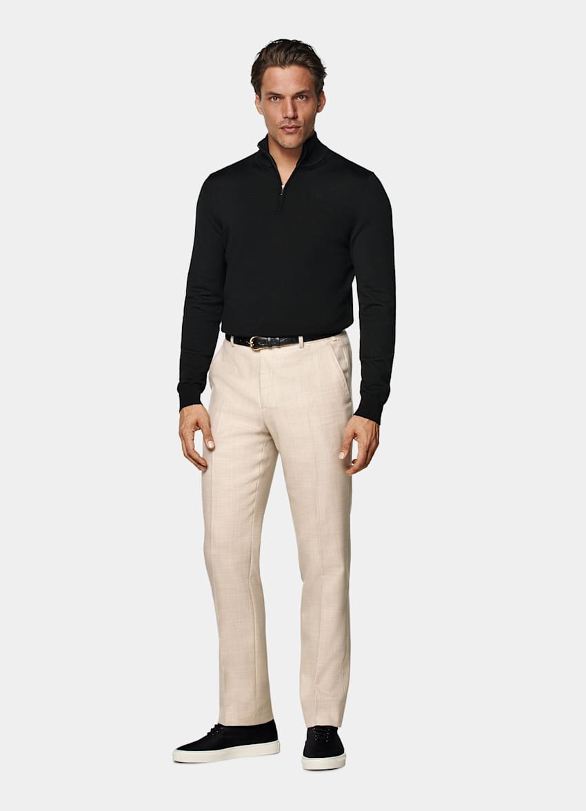 Black Merino Half Zip