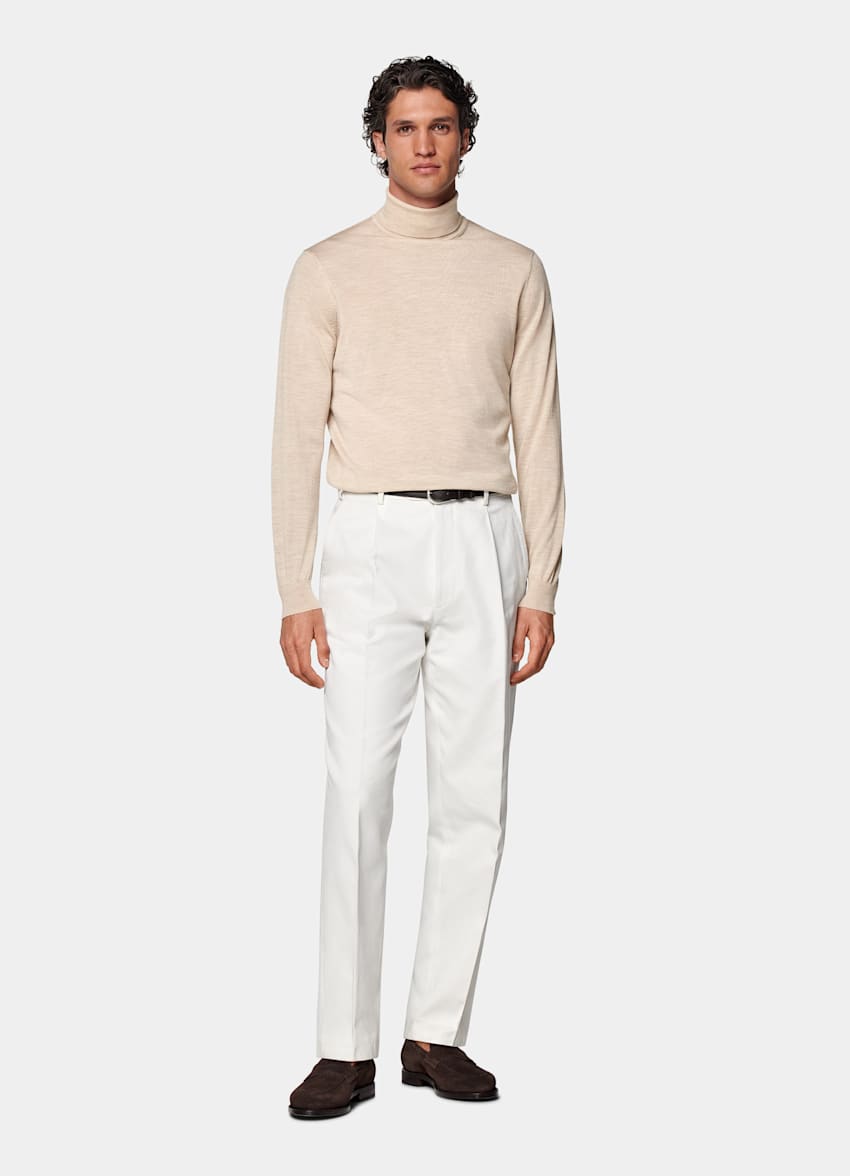 Merino Rollkragenpullover sand