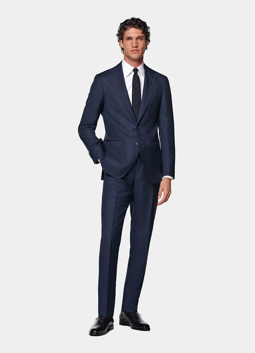 Mid Blue Checked Custom Made Suit