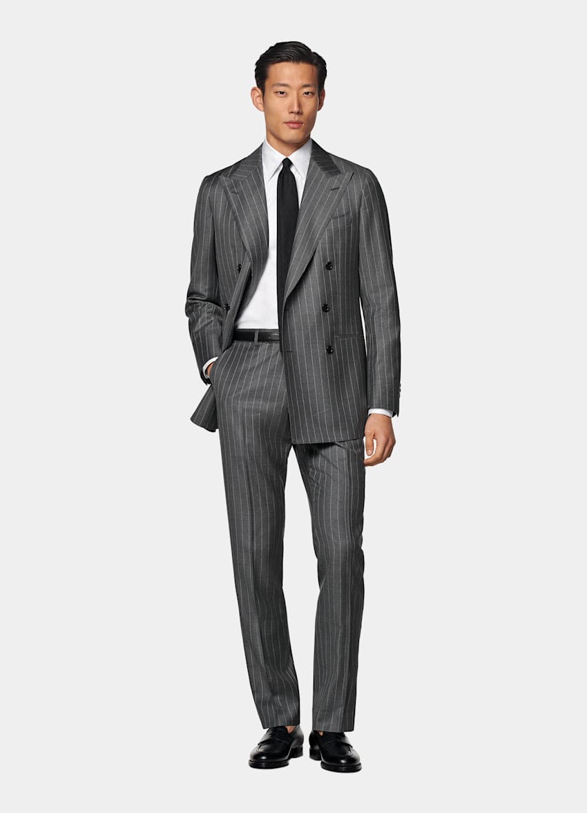 Mid Grey Striped Custom Made Suit