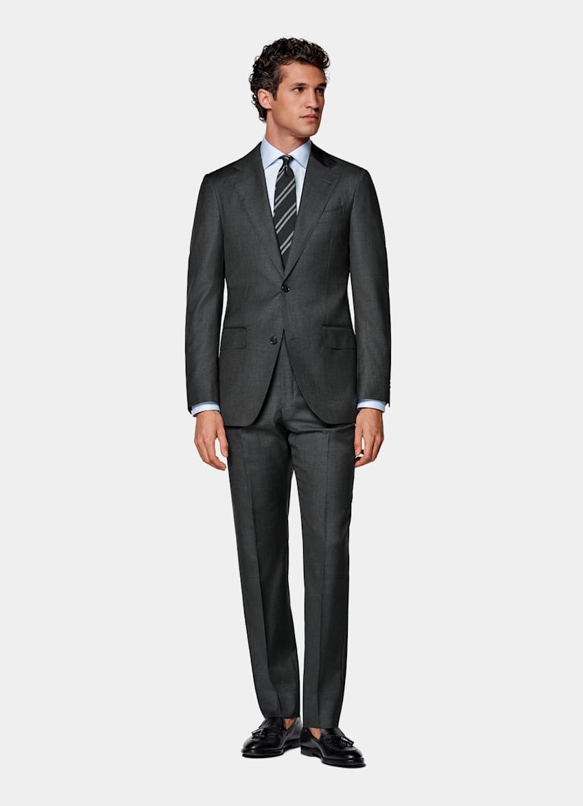 Traje Havana gris oscuro pata de gallo corte Tailored