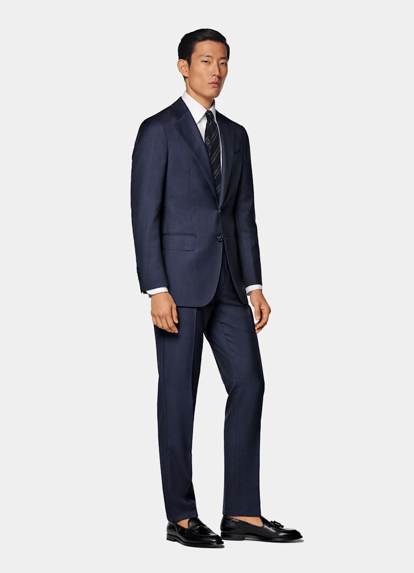 Navy Houndstooth Tailored Fit Havana Suit