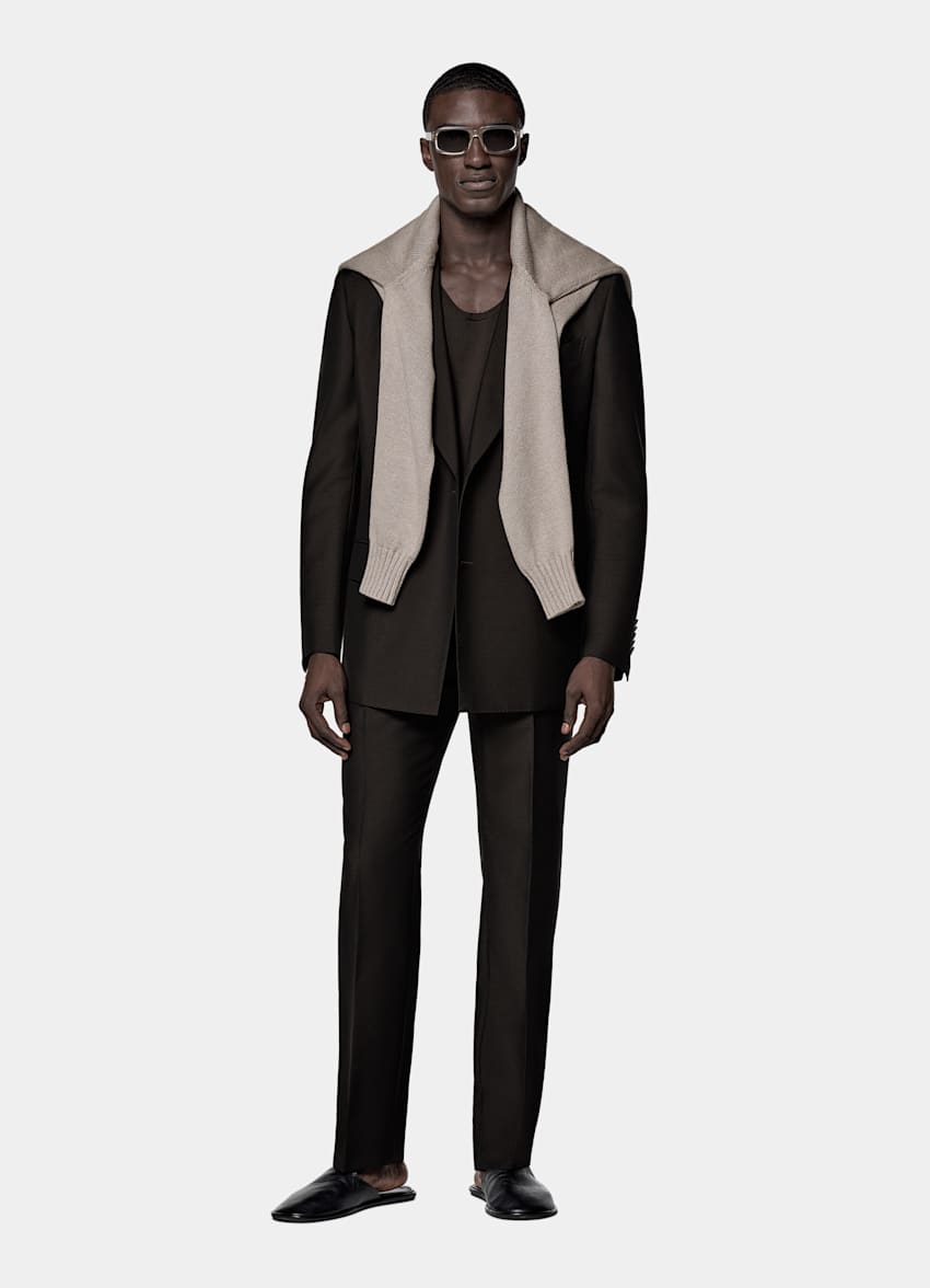 Dark Brown Tailored Fit Milano Suit