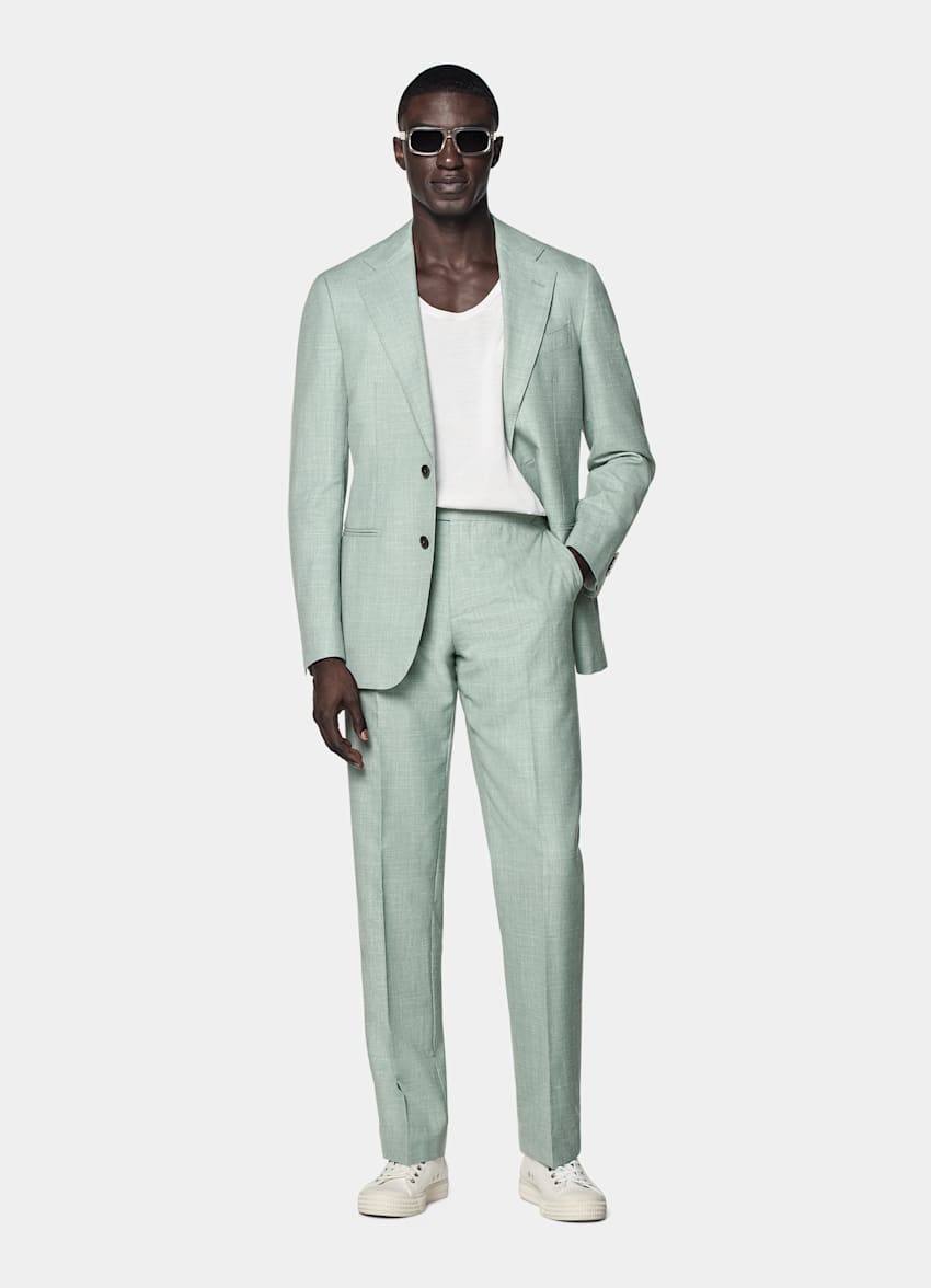 Traje Havana verde claro corte Tailored