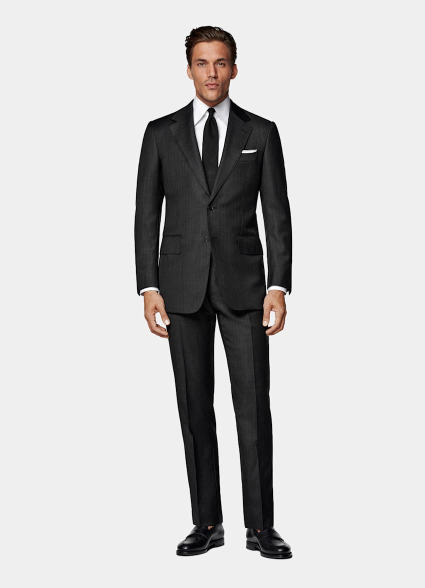 Traje Milano gris oscuro a rayas corte Tailored