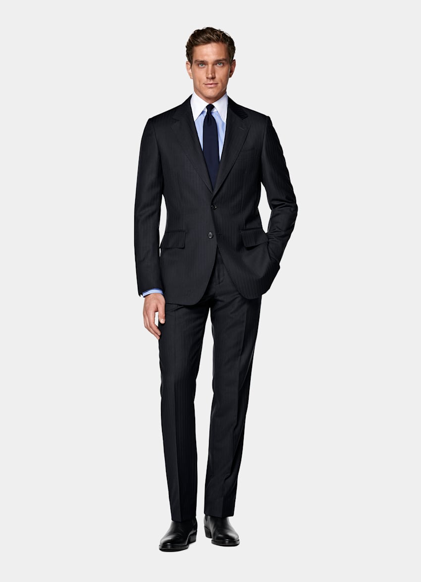 Costume Milano coupe Tailored bleu marine à rayures