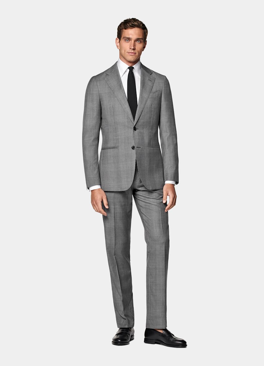 Mid Grey Checked Tailored Fit Havana Suit