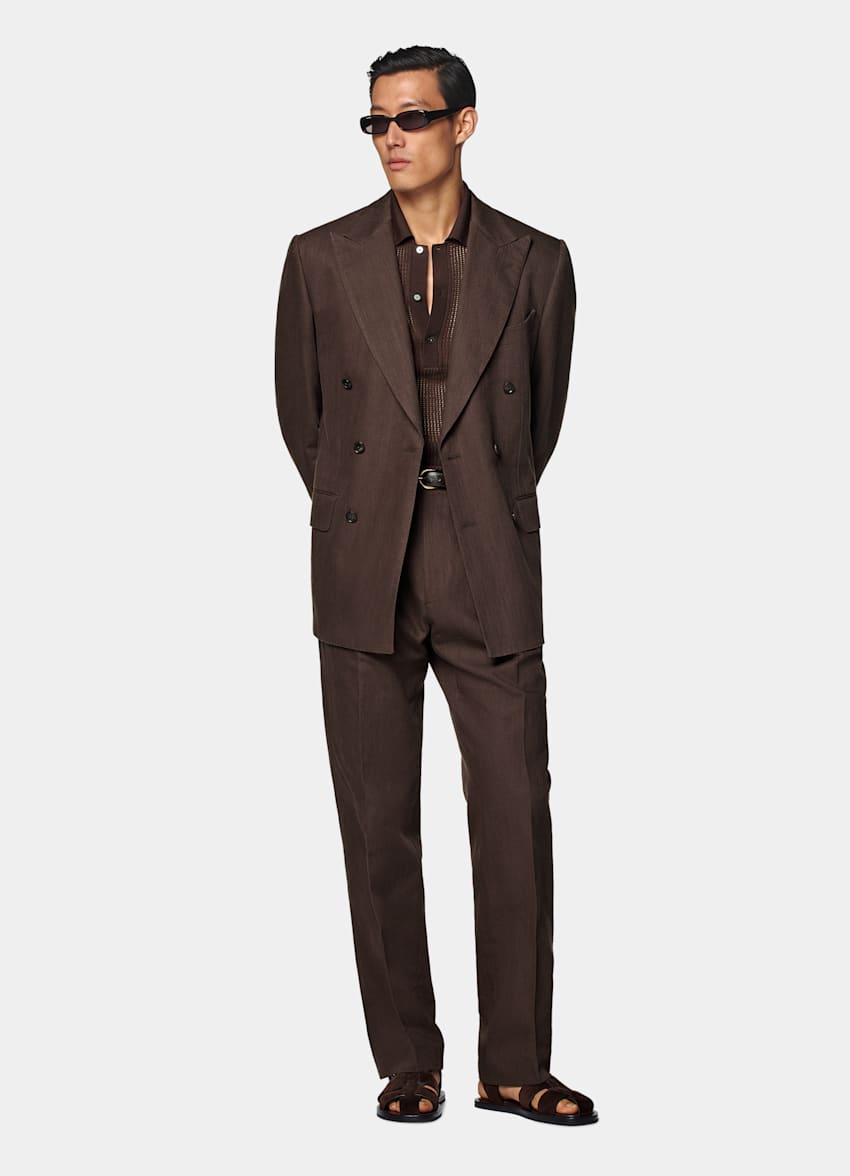 Costume Milano coupe Tailored marron moyen