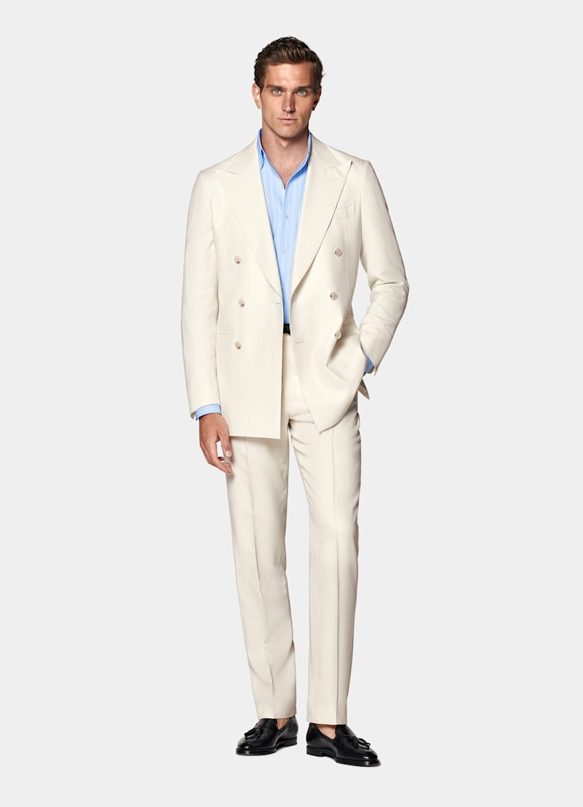 Off-White Herringbone Tailored Fit Havana Suit