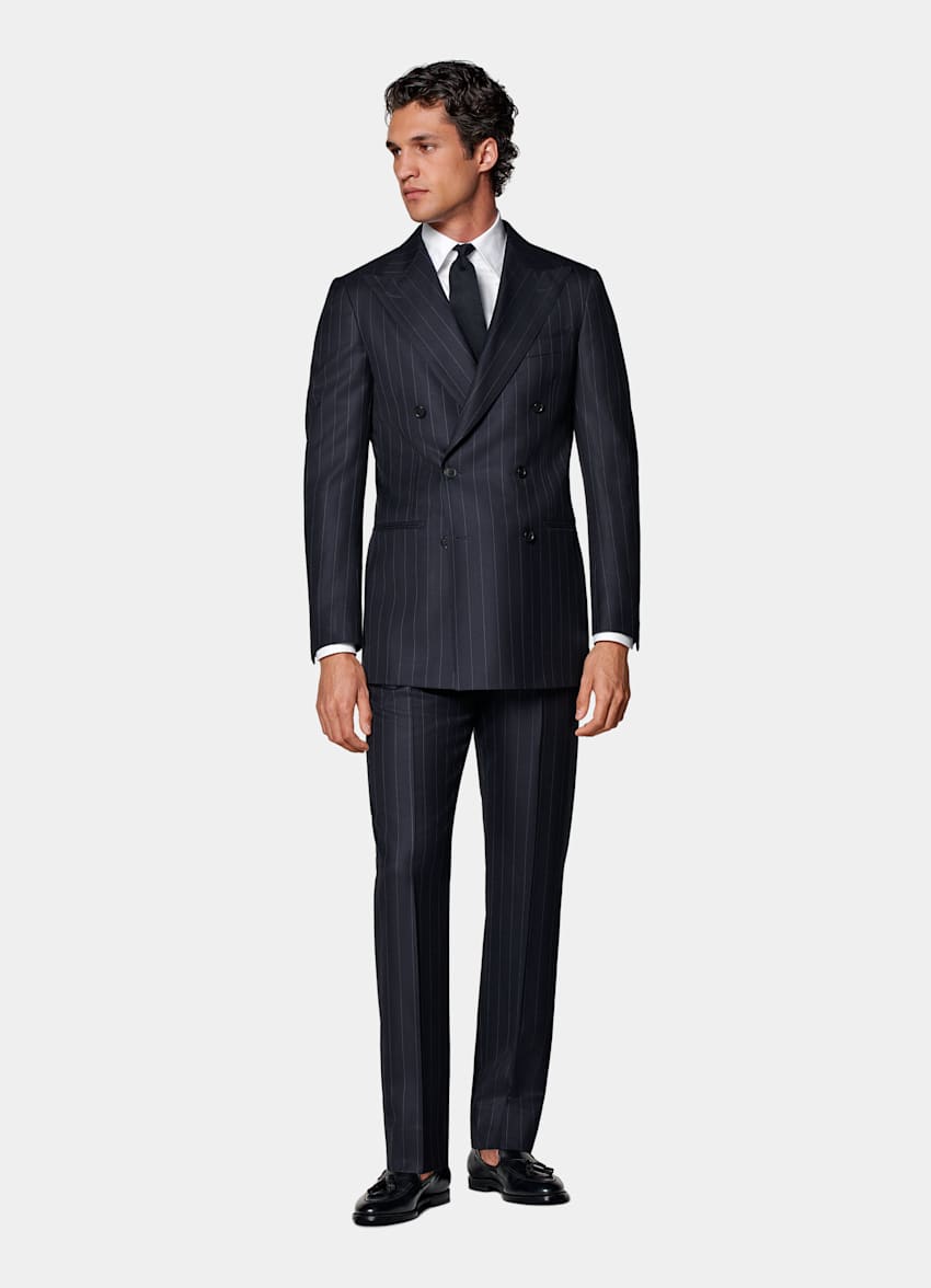 Navy Striped Tailored Fit Havana Suit