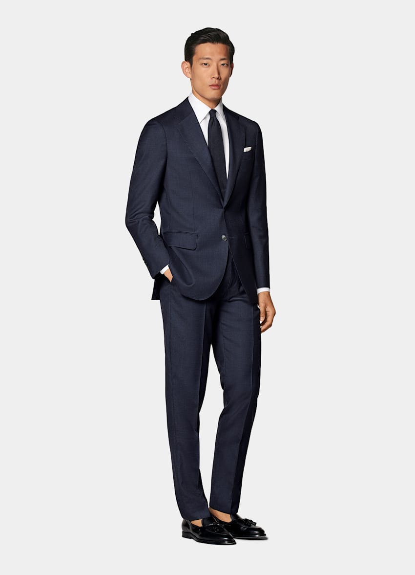 Navy Houndstooth Tailored Fit Havana Suit