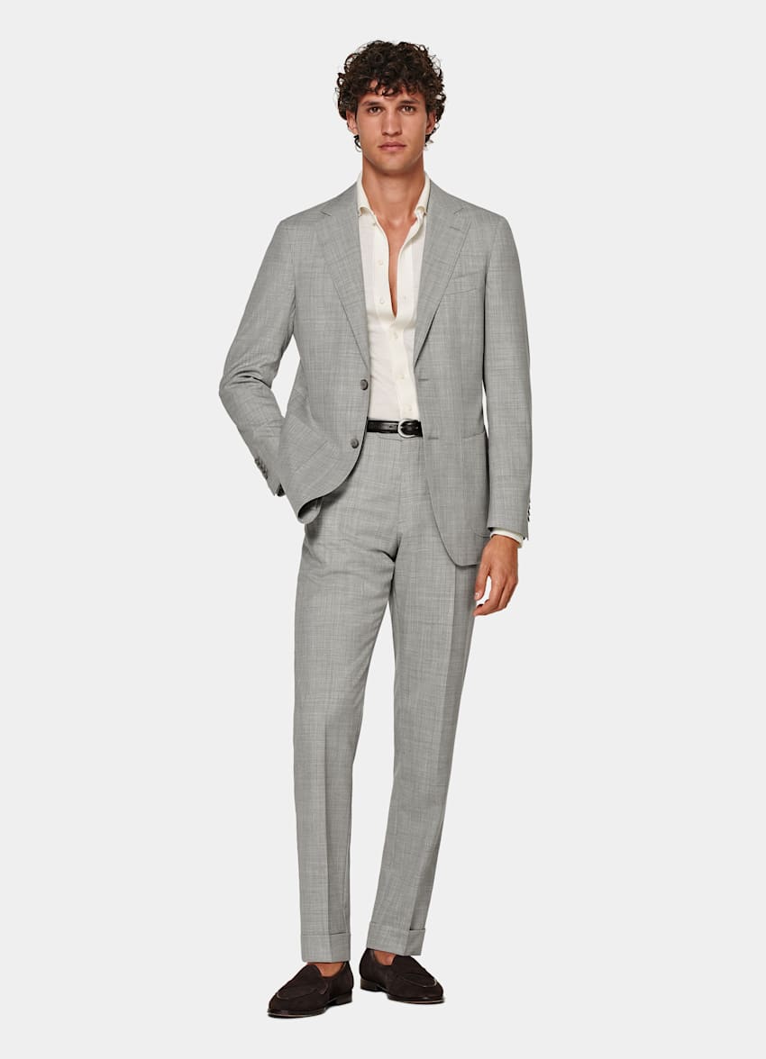 Pantalones de traje gris claro Slim Leg Tapered