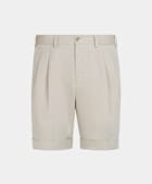 SUITSUPPLY Linen Cotton by Di Sondrio, Italy Sand Slim Leg Shorts