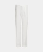 SUITSUPPLY Summer Linen Cotton by Di Sondrio, Italy White Wide Leg Straight Suit Trousers