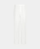 SUITSUPPLY Summer Lyocell Linen Cotton by Di Sondrio, Italy Off-White Wide Leg Straight Pants