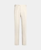 SUITSUPPLY Summer Linen Cotton by Di Sondrio, Italy Sand Slim Leg Straight Suit Trousers