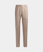 SUITSUPPLY Pure Linen by Solbiati, Italy Light Brown Houndstooth Soho Trousers