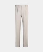SUITSUPPLY All Season Wrinkle-Free 4-Ply Wool by Rogna, Italy Light Taupe Wide Leg Tapered Suit Trousers
