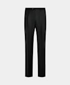 SUITSUPPLY Winter Pure S120's Wool Flannel by Vitale Barberis Canonico, Italy Black Wide Leg Tapered Suit Trousers