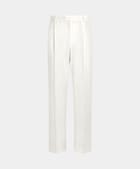 SUITSUPPLY Summer Pure Linen by Libeco, Belgium Off-White Wide Leg Straight Suit Trousers