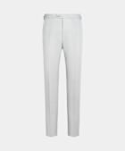 SUITSUPPLY Summer Linen Cotton by Di Sondrio, Italy Light Grey Slim Leg Straight Suit Trousers