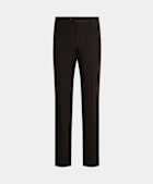 SUITSUPPLY Vierseizoenen Kreukvrije 4-ply wol van Rogna, Itali&euml; Donkerbruine Straight Leg Pantalon