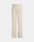 SUITSUPPLY All Season Wrinkle-Free 4-Ply Wool by Rogna, Italy Light Brown Wide Leg Flared Suit Trousers