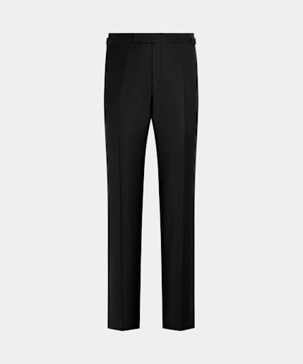 SUITSUPPLY All Season Pure S110's Wool by Vitale Barberis Canonico, Italy Black Straight Leg Tuxedo Trousers