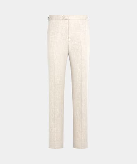 SUITSUPPLY Summer Linen Cotton by Di Sondrio, Italy Sand Straight Leg Suit Trousers