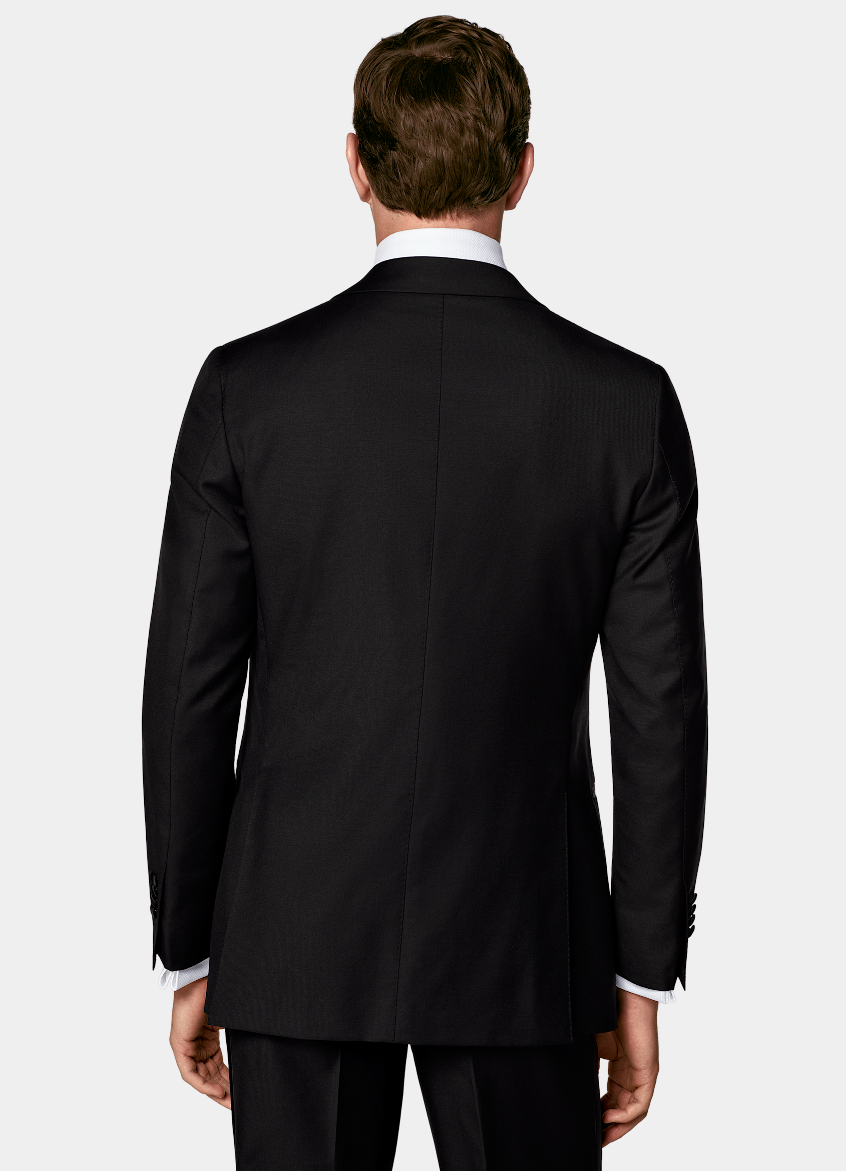 SUITSUPPLY All season Pure laine S110 par Vitale Barberis Canonico, Italie Smoking Havana trois pièces coupe Tailored noir