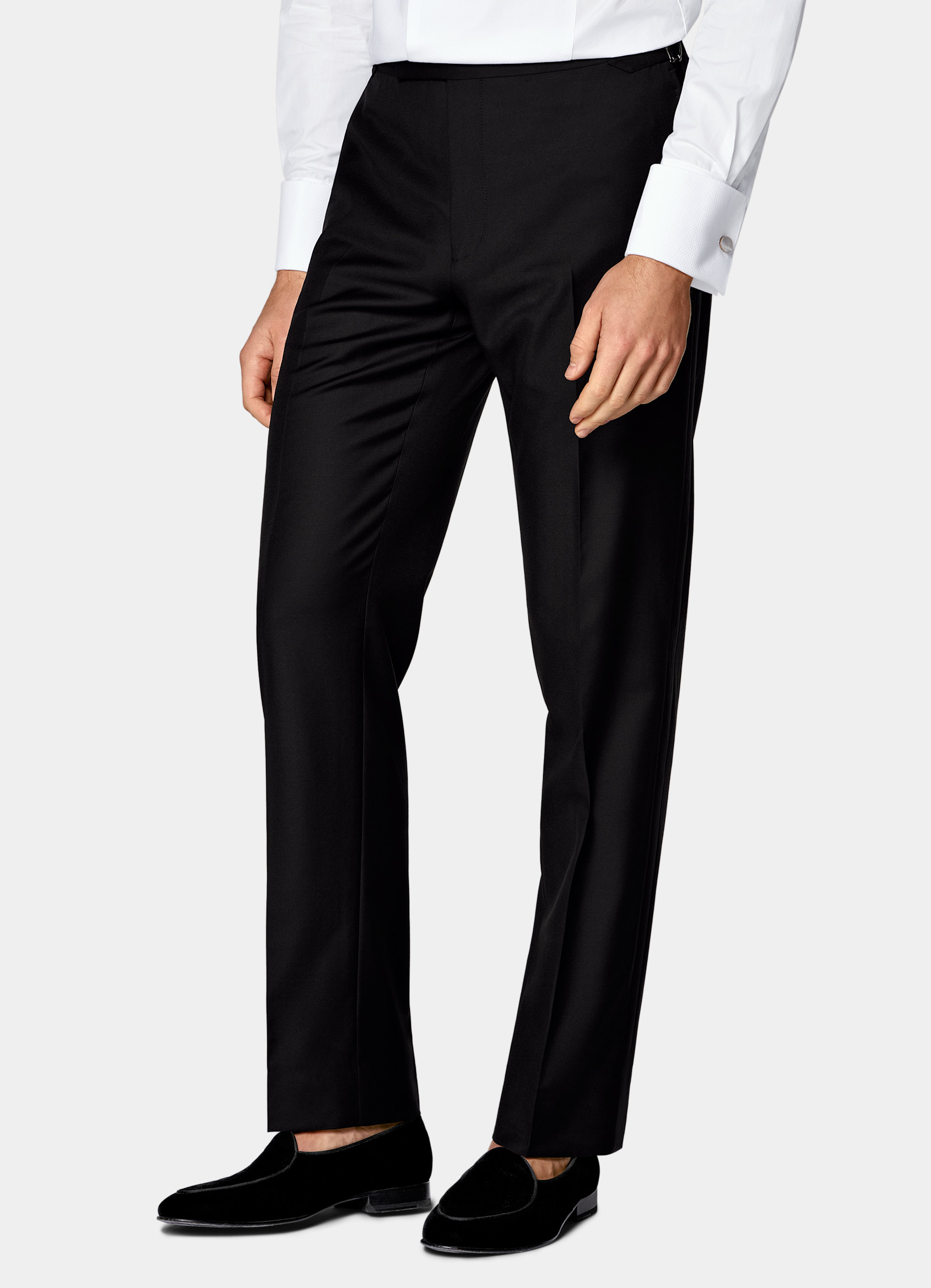 SUITSUPPLY All season Pure laine S110 par Vitale Barberis Canonico, Italie Smoking Havana trois pièces coupe Tailored noir
