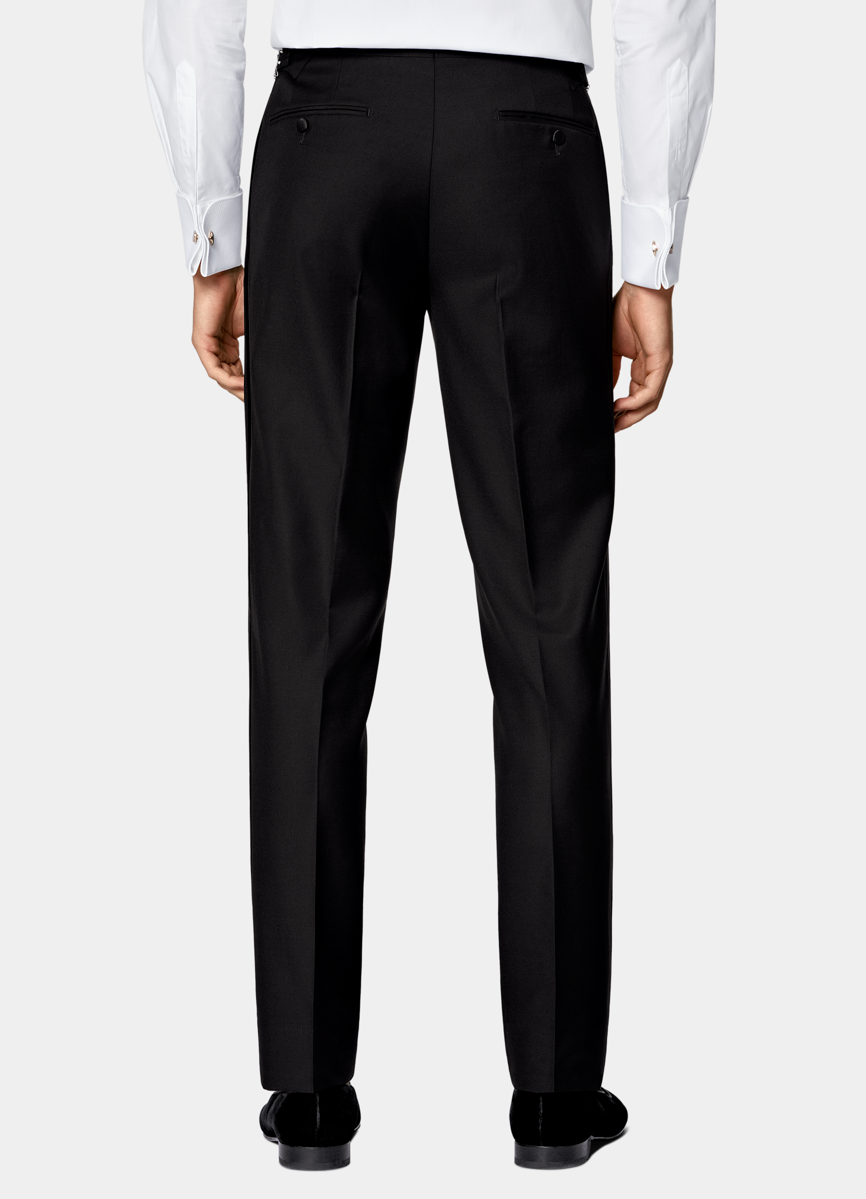 SUITSUPPLY All season Pure laine S110 par Vitale Barberis Canonico, Italie Smoking Havana trois pièces coupe Tailored noir