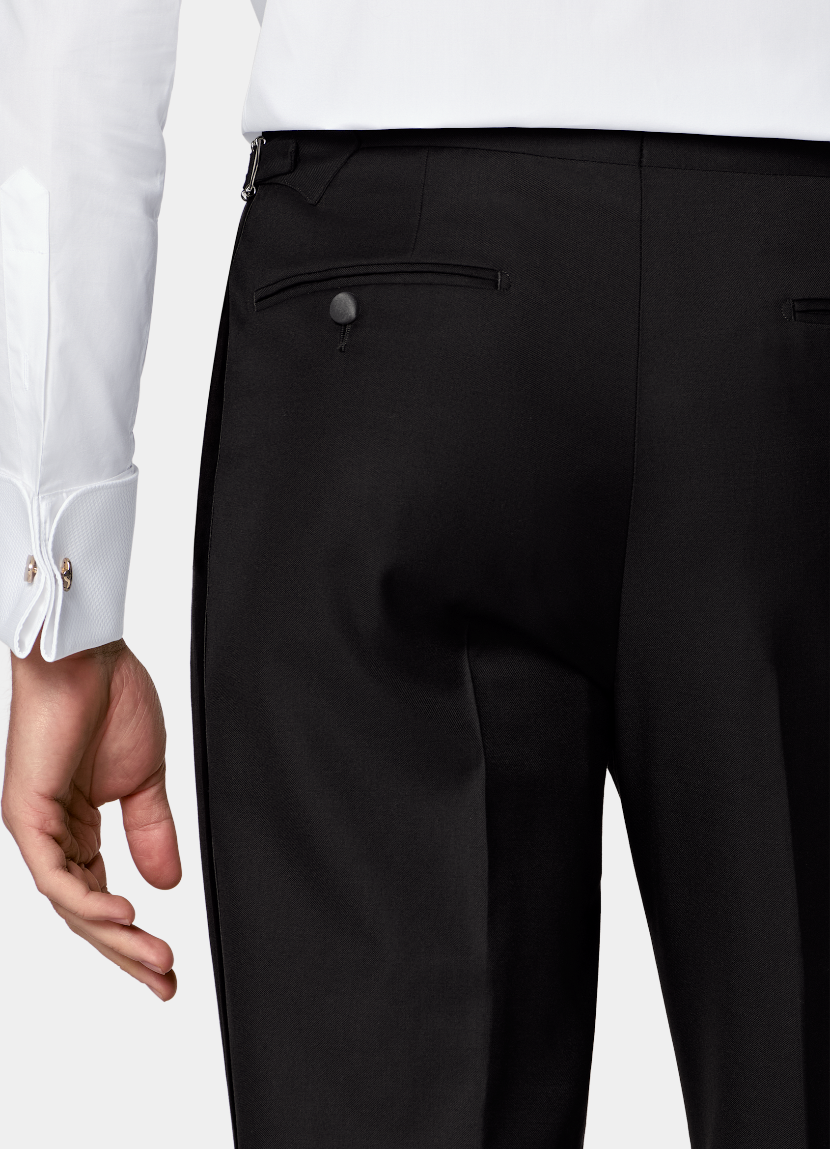 SUITSUPPLY All season Pure laine S110 par Vitale Barberis Canonico, Italie Smoking Havana trois pièces coupe Tailored noir