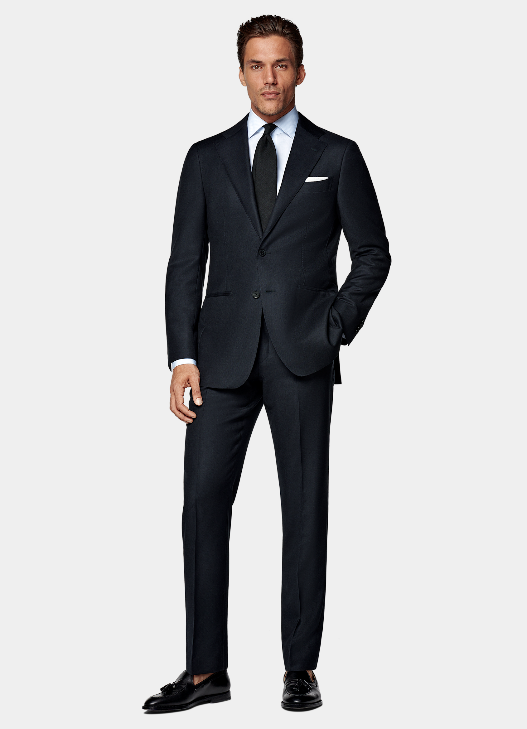 SUITSUPPLY All Season Pure S130's Wool by Reda, Italy Navy Tailored Fit Havana Suit