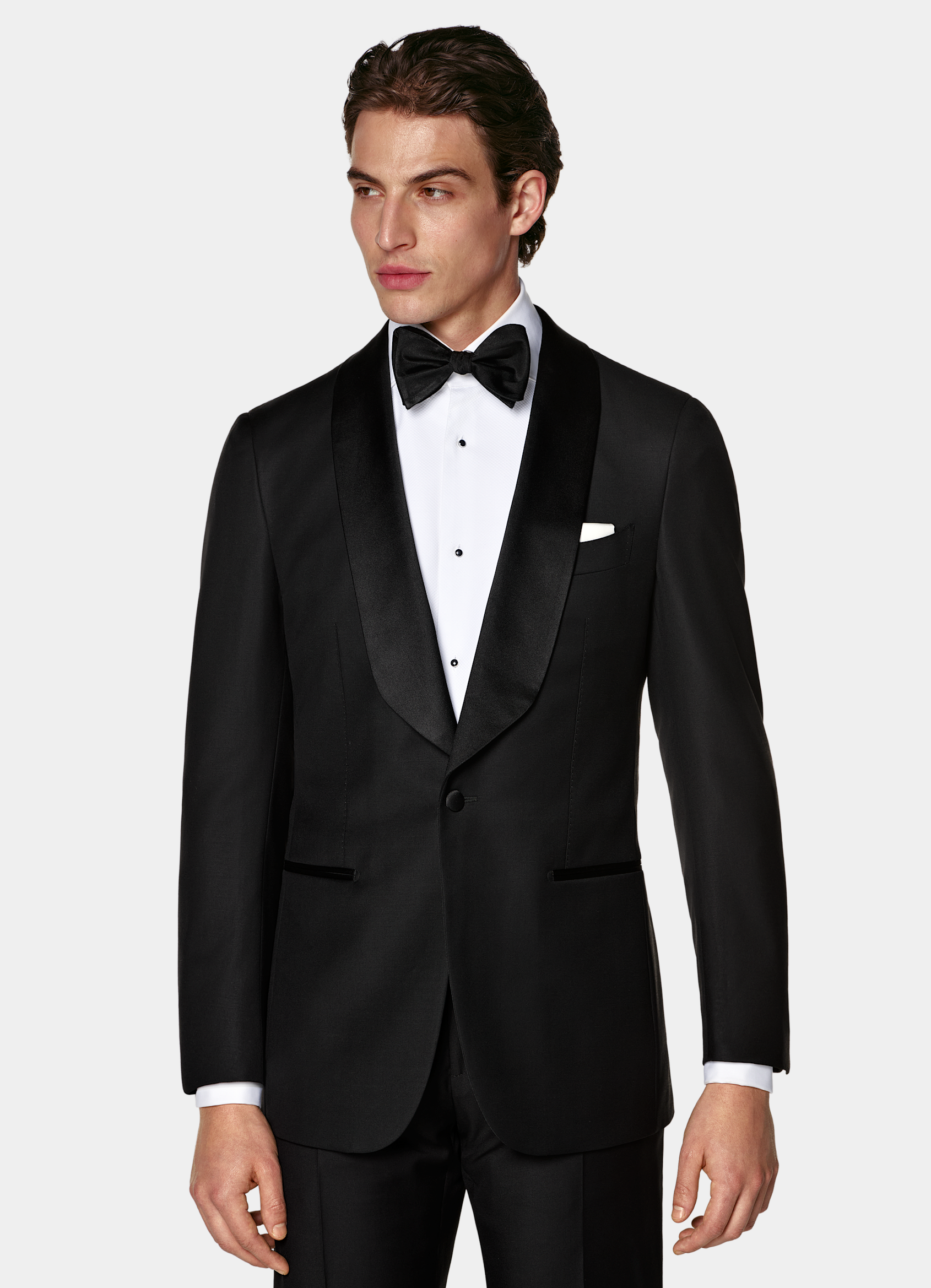 SUITSUPPLY All Season Pure S110's Wool by Vitale Barberis Canonico, Italy Black Tailored Fit Havana Tuxedo