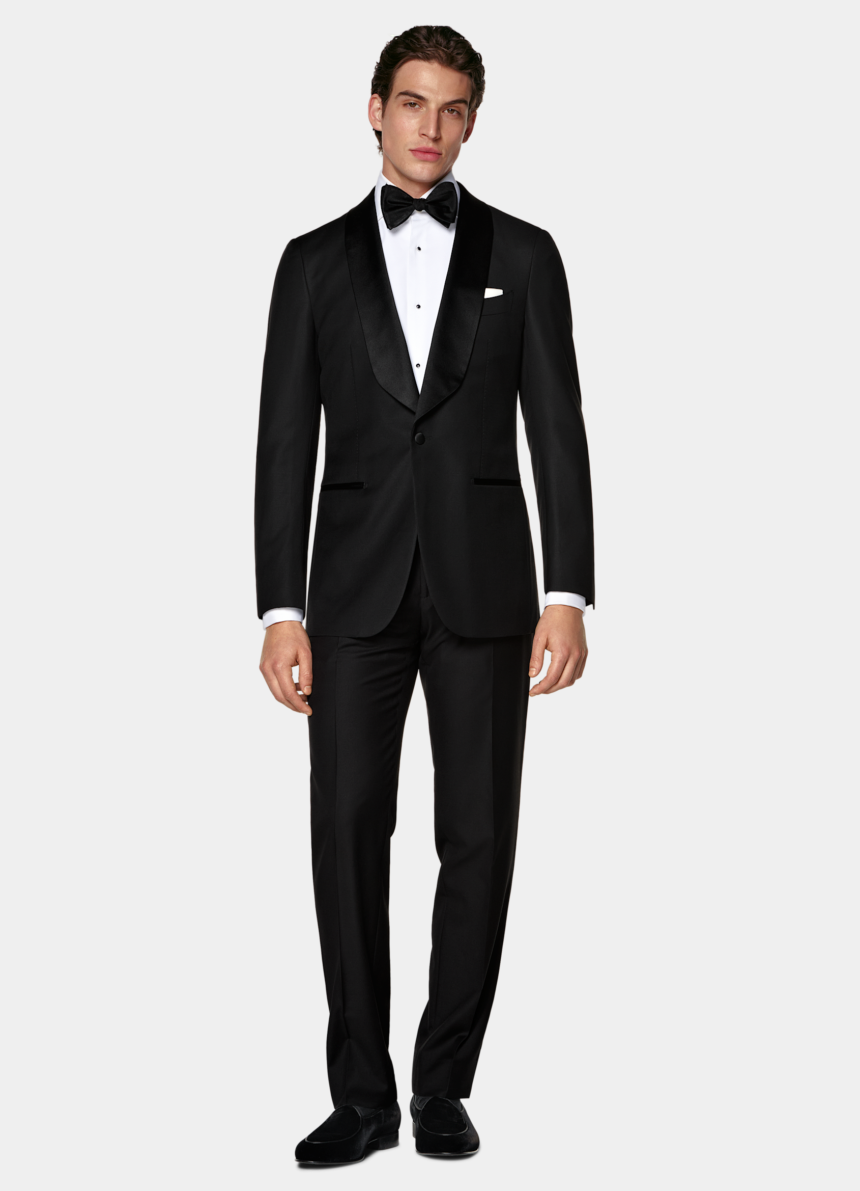 SUITSUPPLY All Season Pure S110's Wool by Vitale Barberis Canonico, Italy Black Tailored Fit Havana Tuxedo