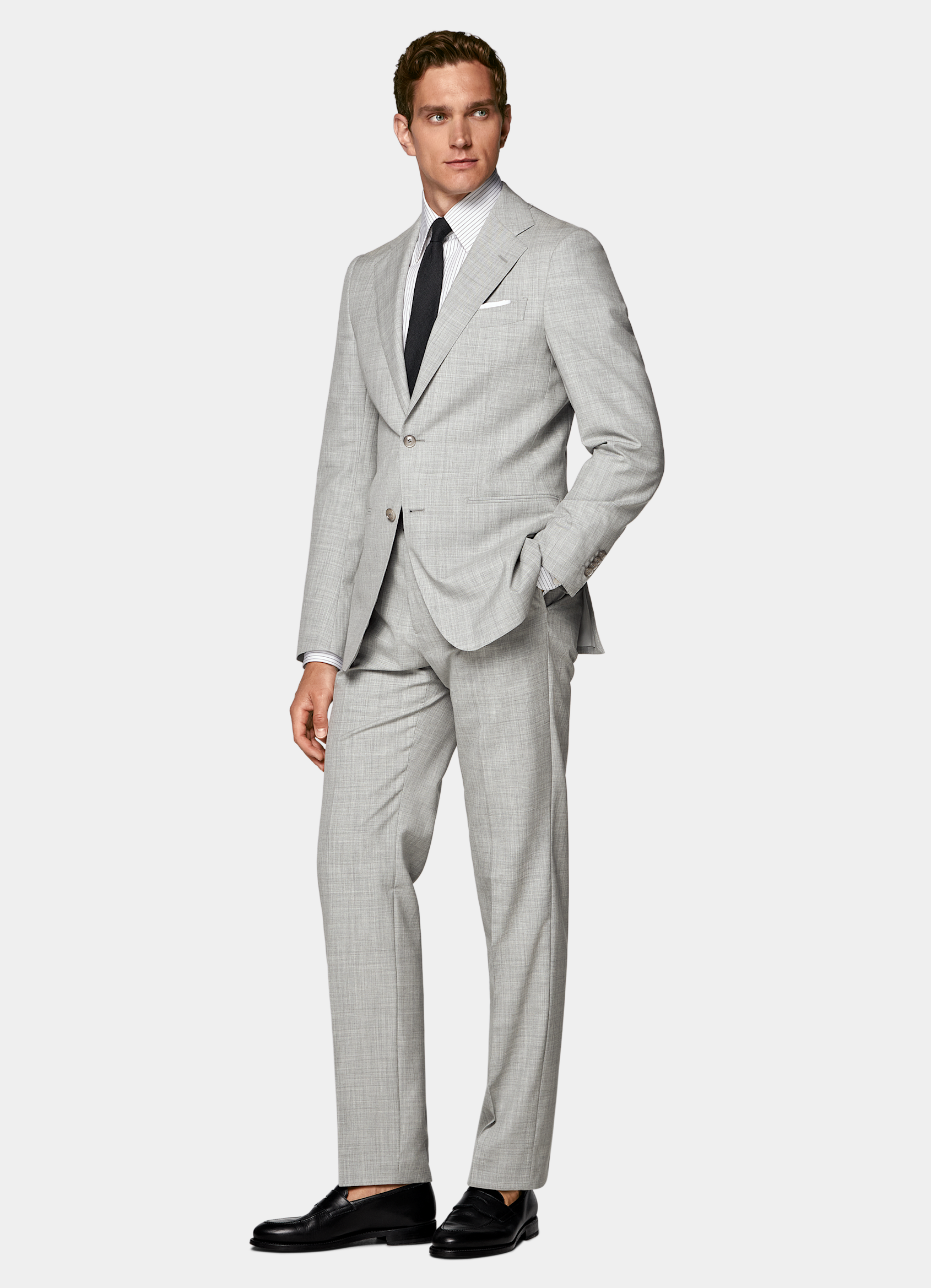 SUITSUPPLY All season Pure laine tropicale S120's par Vitale Barberis Canonico, Italie Costume Perennial Havana coupe Tailored gris clair