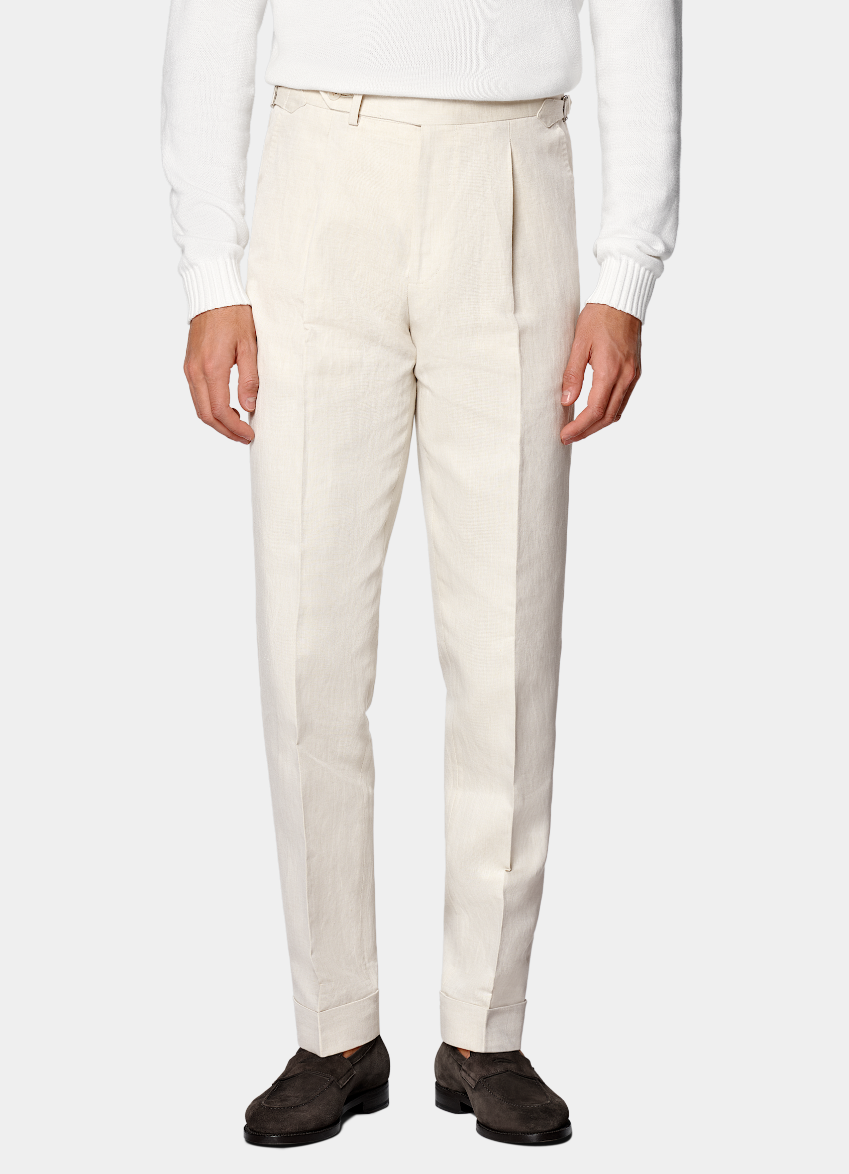 SUITSUPPLY Spring/Summer Linen Cotton by Di Sondrio, Italy Sand Slim Leg Tapered Trousers