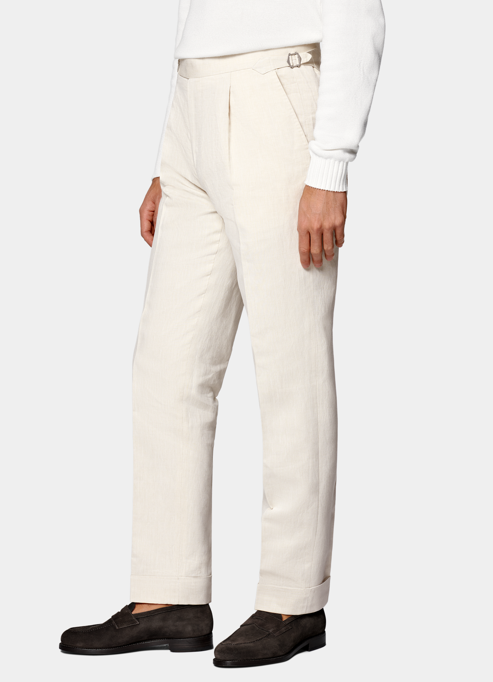 SUITSUPPLY Spring/Summer Linen Cotton by Di Sondrio, Italy Sand Slim Leg Tapered Trousers