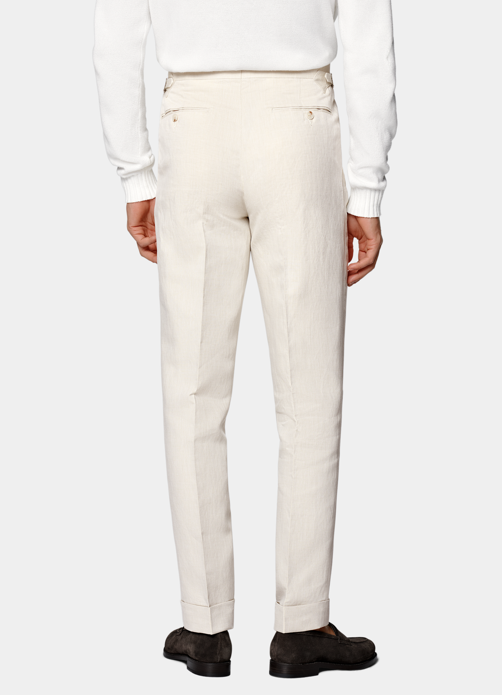 SUITSUPPLY Spring/Summer Linen Cotton by Di Sondrio, Italy Sand Slim Leg Tapered Trousers